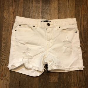 White Ripped Jean Shorts